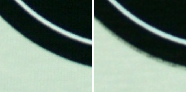 Comparação referência vs sangramento de tinta