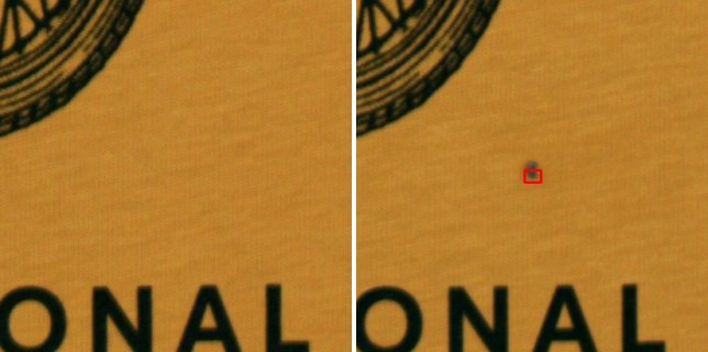 Pequeno ponto de tinta indesejada