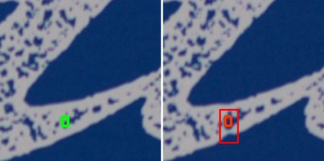 Anomalia detetada no padrão pontilhado